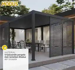 Brico Naterial Vrijstaande pergola met lamellen Modus aanbieding