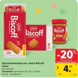 Carrefour Market Speculooskoekjes en -pasta Biscoff Lotus aanbieding