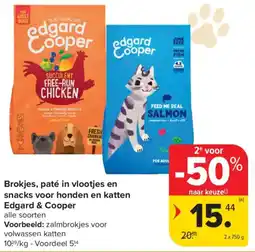 Carrefour Market Brokjes paté in vlootjes en snacks voor honden en katten edgard & cooper aanbieding