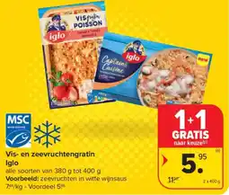 Carrefour Market Vis- en zeevruchtengratin Iglo aanbieding