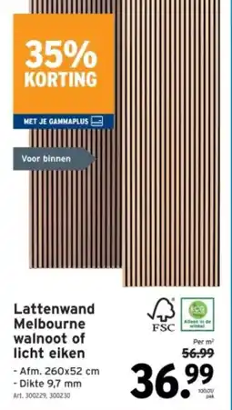 GAMMA Lattenwand Melbourne walnoot of licht eiken aanbieding