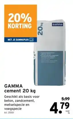 GAMMA Gamma cement aanbieding