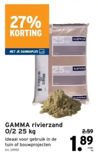GAMMA Gamma rivierzand 0/2 aanbieding