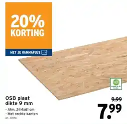 GAMMA OSB plaat dikte 9 mm aanbieding