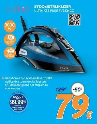 Krëfel Calor stoomstrijkijzer ultimate pure fv9834co aanbieding