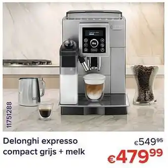 Euroshop Delonghi expresso compact grijs + melk aanbieding