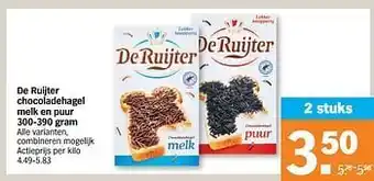 Albert Heijn De ruijter chocoladehagel melk en puur aanbieding