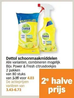 Albert Heijn Power + fresh citrusdoekjes aanbieding