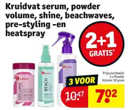 Kruidvat Kruidvat serum, powder volume, shine, beachwaves, pre styling en heatspray aanbieding