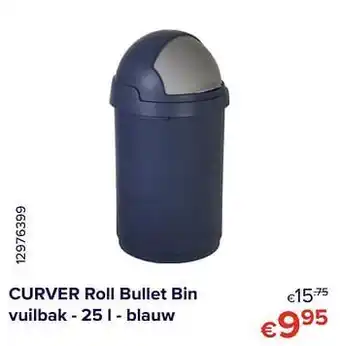 Curver roll bullet bin vuilbak - 25 l - blauw