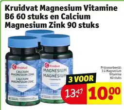 Kruidvat Kruidvat Magnesium Vitamine B6.60 stuks en Calcium Magnesium Zink aanbieding