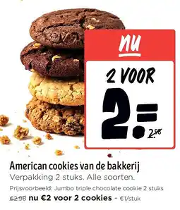 Jumbo American cookies van de bakkerij aanbieding