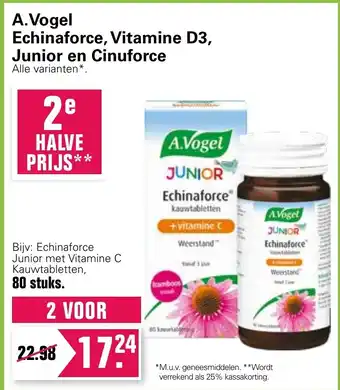 A. Vogel Echinaforce, Vitamine D3, Junior en Cinuforce alle varianten 80 stuks