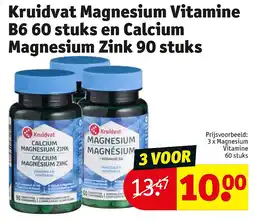 Kruidvat Kruidvat Magnesium Vitamine B6 60 stuks en Calcium Magnesium Zink 90 stuks aanbieding