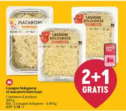 Delhaize Lasagne bolognese of macaroni ham/kaas aanbieding
