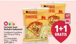 Delhaize Geraspte kaas (behalve Italiaanse) aanbieding