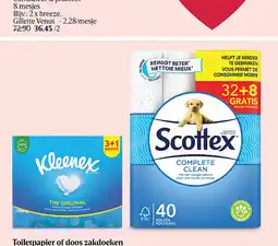 Delhaize Toiletpapier of doos zakdoeken aanbieding
