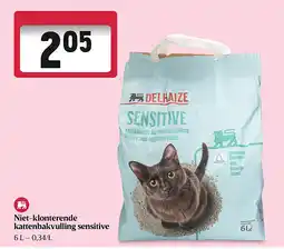 Delhaize Niet-klonterende kattenbakvulling sensitive aanbieding