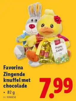 Lidl Favorina Zingende knuffel met chocolade aanbieding