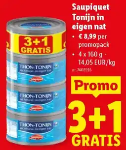 Lidl Saupiquet Tonijn in eigen nat aanbieding