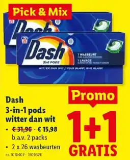 Lidl Dash 3-in-1 pods witter dan wit aanbieding