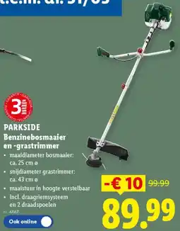 Lidl Parkside Benzinebosmaaier en Grastrimmer aanbieding