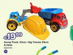 Dreamland Dump Truck 37cm + Big Tractor 33cm & helm aanbieding