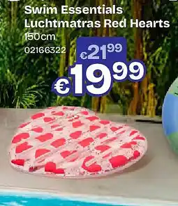 Dreamland Swim Essentials Luchtmatras Red Hearts 150cm aanbieding