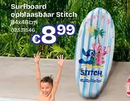 Dreamland Surfboard opblaasbaar Stitch 114x46cm aanbieding