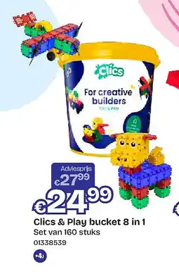 Dreamland Clics & Play bucket 8 in 1 Set van 160 stuks aanbieding