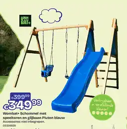Dreamland Wombat+ Schommel met speeltoren en glijbaan Pluton blauw aanbieding