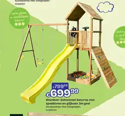 Dreamland Wombat+ Schommel Saturne met speeltoren en glijbaan 3m geel Accessoires niet inbegrepen aanbieding