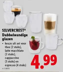 Lidl Silvercrest Dubbelwandige Glazen aanbieding