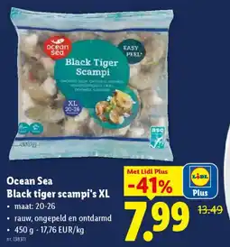 Lidl Ocean Sea Black tiger scampi's XL aanbieding