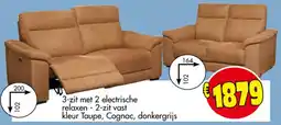 Budget Meubelen 3-zit met 2 electrische relaxen - 2-zit vast aanbieding
