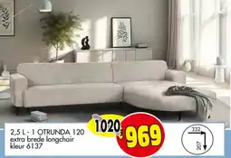 Budget Meubelen 2,5 L 1 OTRUNDA 120 extra brede longchair kleur 6137 aanbieding