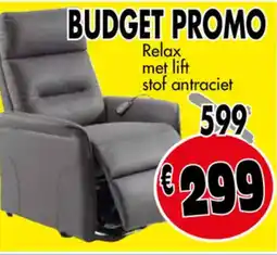 Budget Meubelen Relax met lift stof antraciet aanbieding