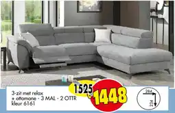 Budget Meubelen 3-zit met relax + ottomane 3 MAL - 2 OTTR kleur 6161 aanbieding