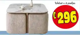 Budget Meubelen Tafelset + 4 poefjes aanbieding