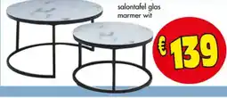 Budget Meubelen salontafel glas marmer wit aanbieding