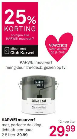 Karwei Karwei MuurveMuurverf voor binnen Blijvend mat Perfecte dekking aanbieding