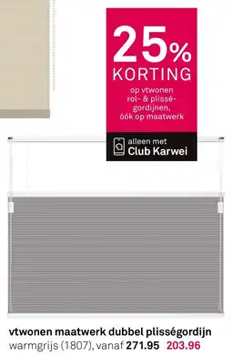 Karwei Vtwonen Maatwerk Dubbel Plisségordijn aanbieding