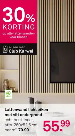 Karwei Lattenwand Licht Eiken met Vilt Ondergrond aanbieding