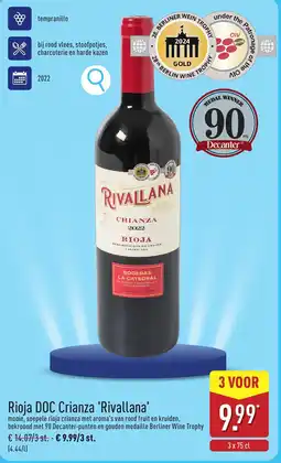 ALDI Rioja DOC Crianza Rivallana aanbieding