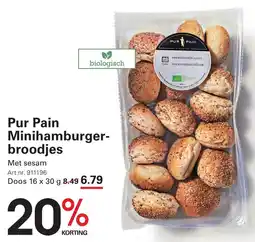 Sligro Pur Pain Minihamburgerbroodjes aanbieding