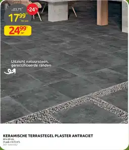 Brico Keramische terrastegel plaster antraciet aanbieding