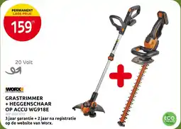 Brico Worx Grastrimmer + Heggenschaar Op Accu WG918E aanbieding