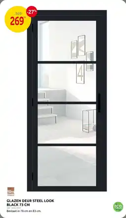 Brico Glazen Deur Steel Look Black aanbieding