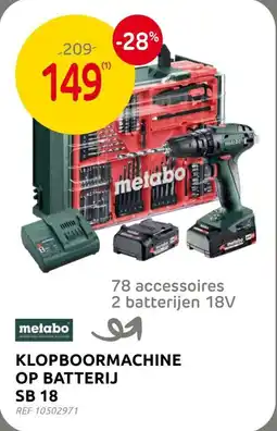 Brico Metabo Klopboormachine op Batterij SB 18 aanbieding