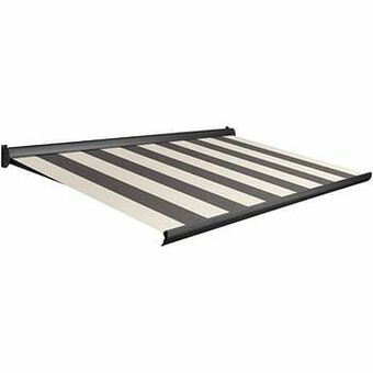 Brico Domasol zonnetent manueel ’Factor 10-A’ grijs/wit brede strepen 350 x 300 cm aanbieding